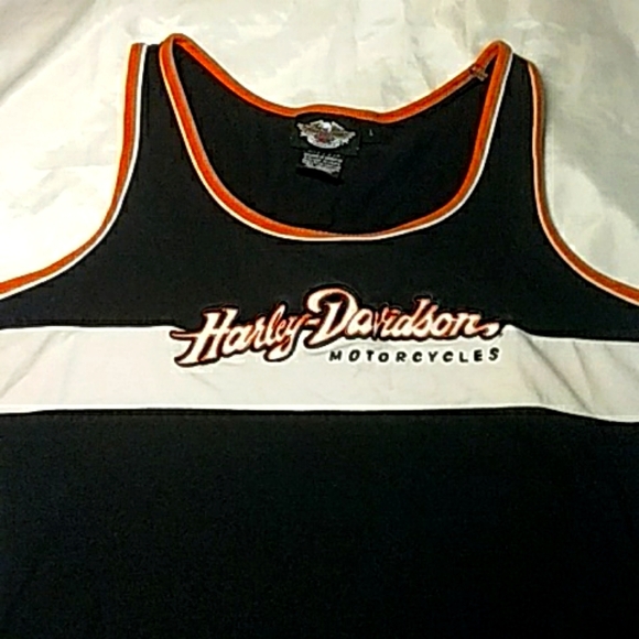 Harley-Davidson Black Tank with Orange and White Accents - Picture 2 of 4